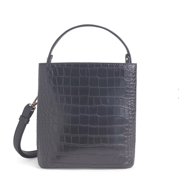 ALL OF THE ABOVE Elena Bucket Bag Black Croc Vegan - Picture 5 of 9